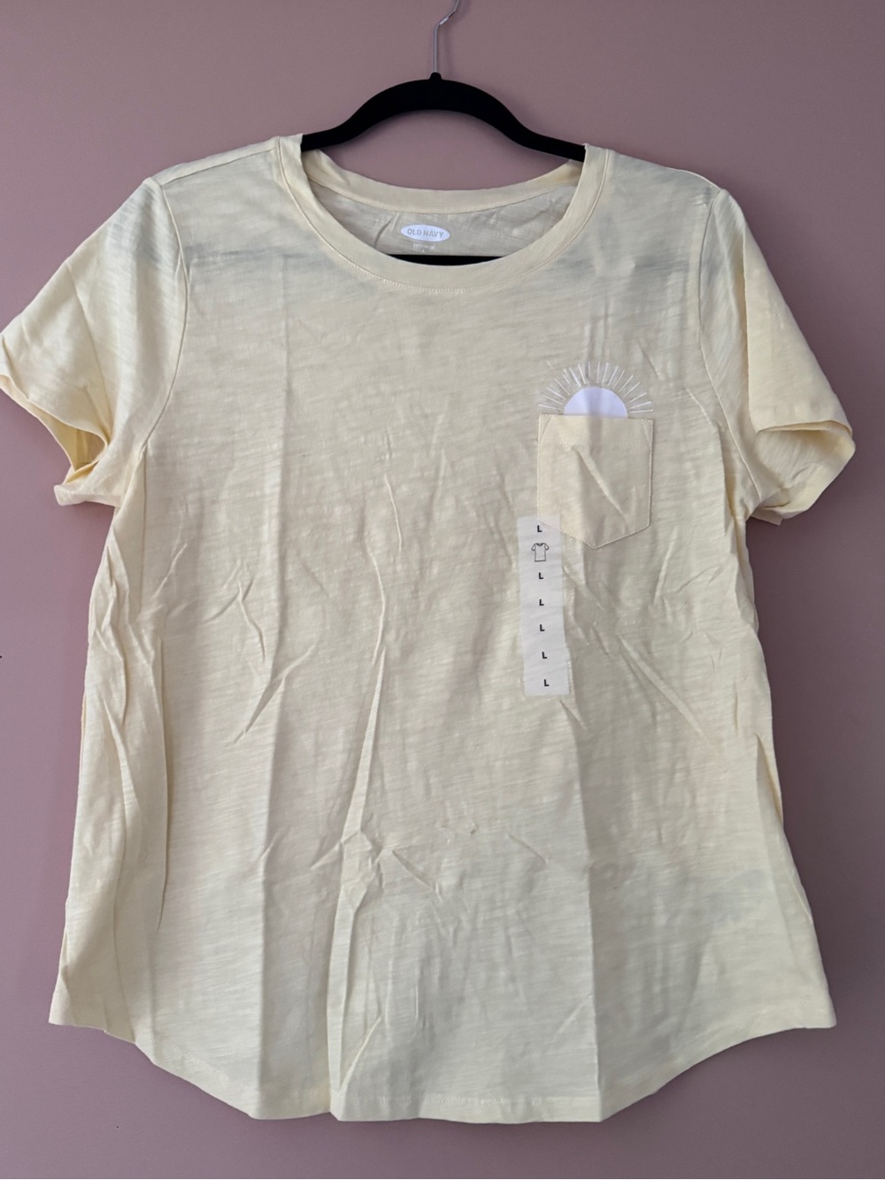 Light Yellow Pocket Tee with Sunburst Detail